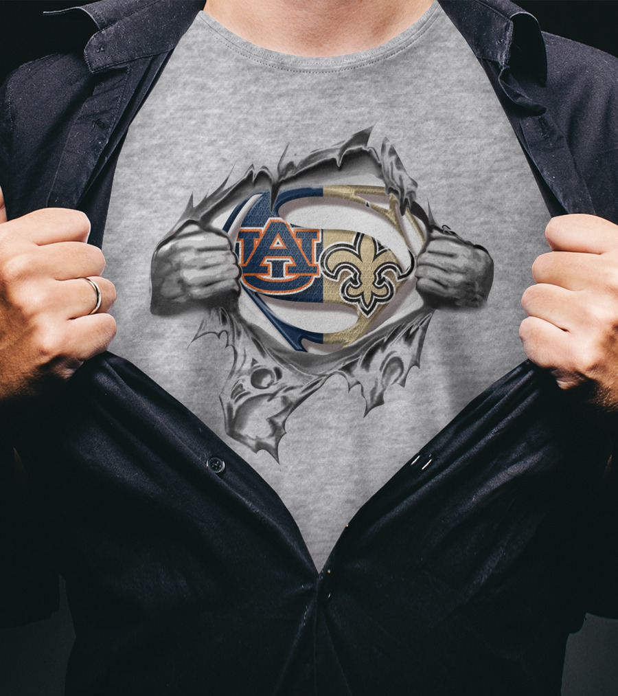 Auburn Tigers New Orleans Saints Superhero Fusion T-Shirt