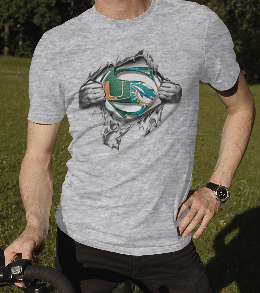 Dolphins Hurricanes Superman Logo Mashup T-Shirt
