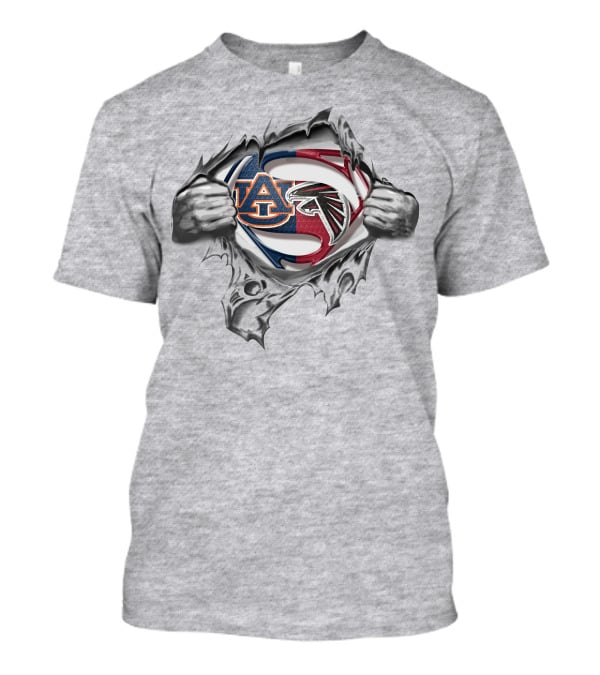 Auburn Tigers Atlanta Falcons Superman Logo Mashup T-Shirt