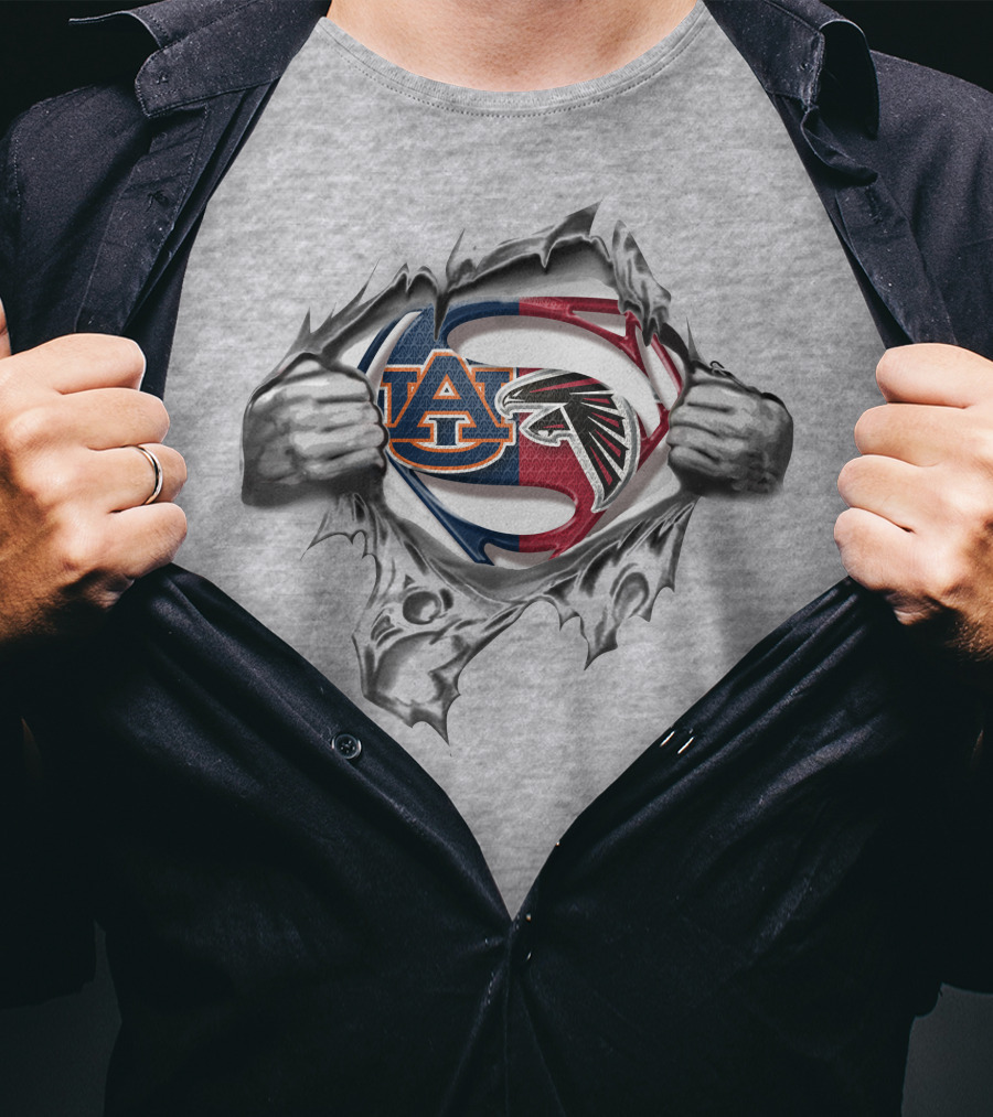 Auburn Tigers Atlanta Falcons Superman Logo Mashup T-Shirt