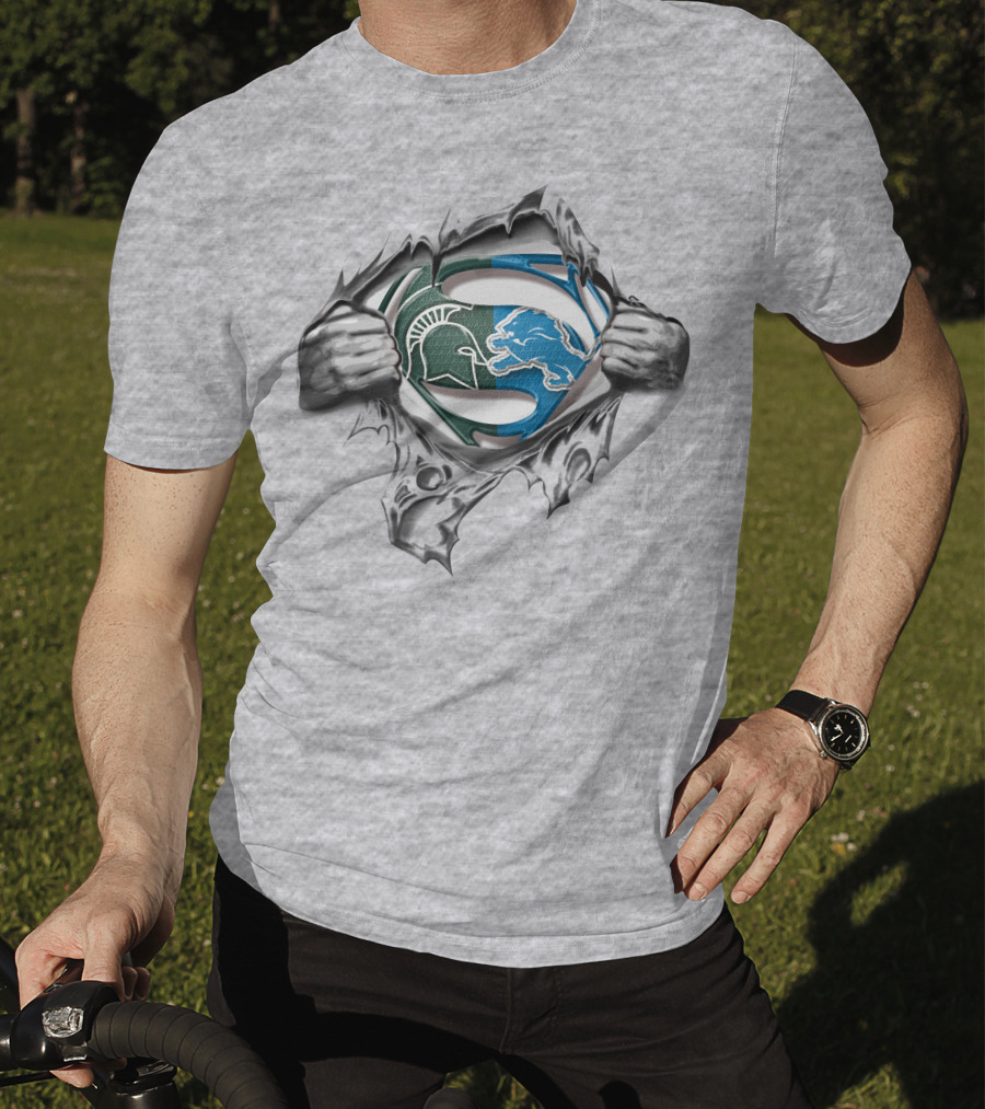 Spartans Lions Superman Logo Fusion T-Shirt