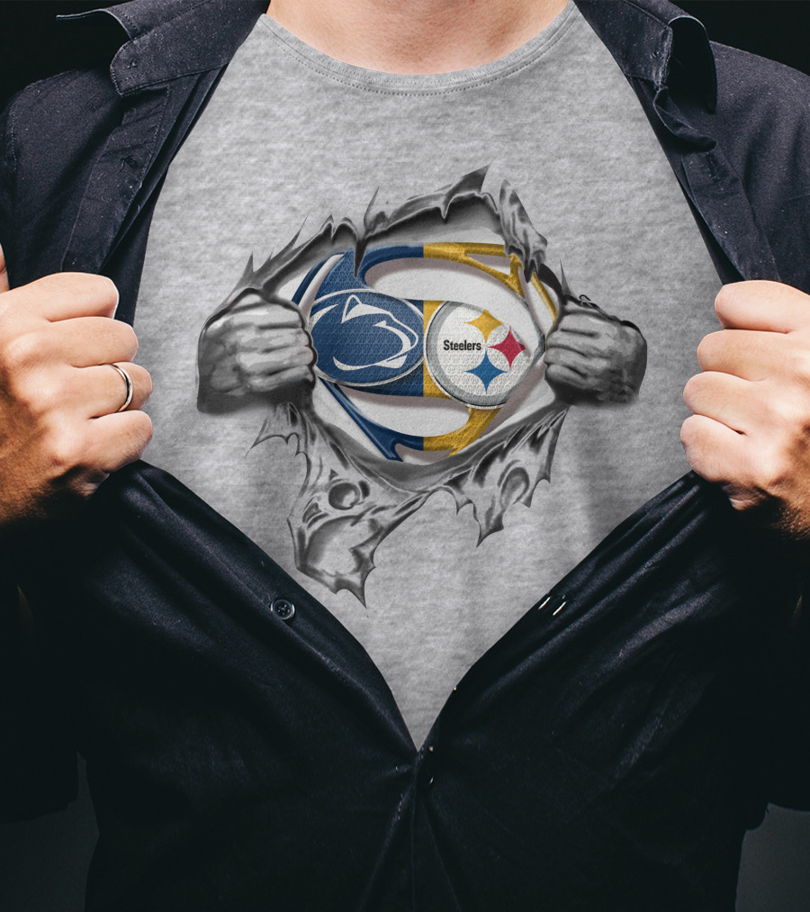 Steelers Penn State Superman Logo Fusion T-Shirt