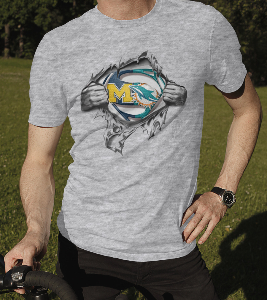Wolverines Dolphins Superman Logo Mashup T-Shirt
