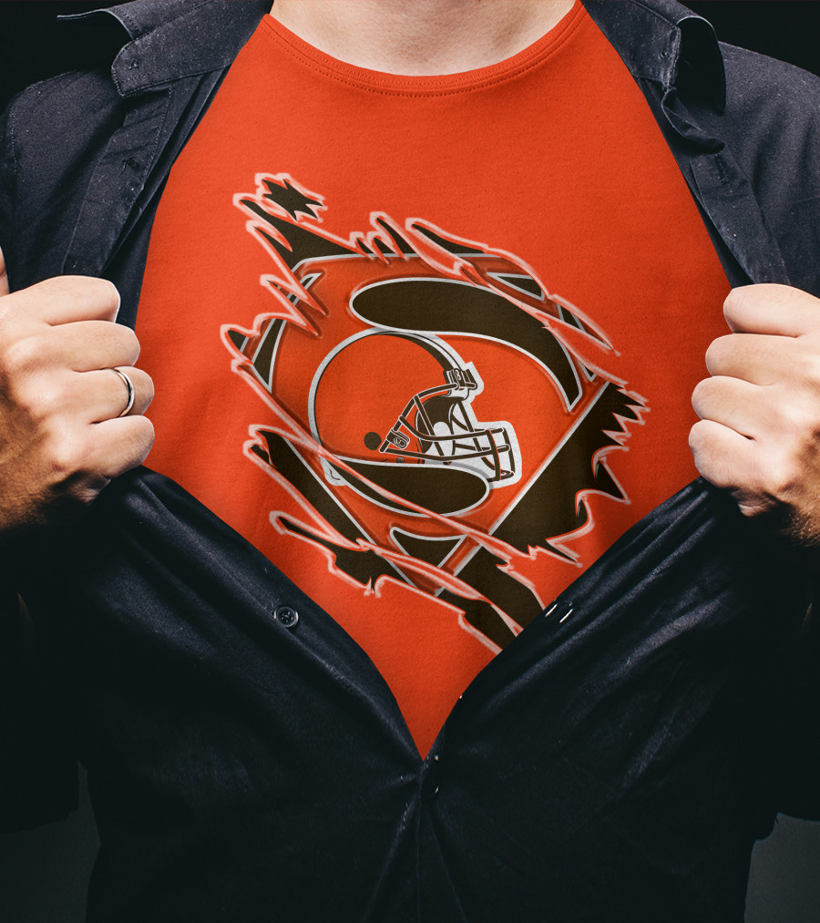 Cleveland Browns Superman Logo Helmet Icon Superhero Fan T-Shirt