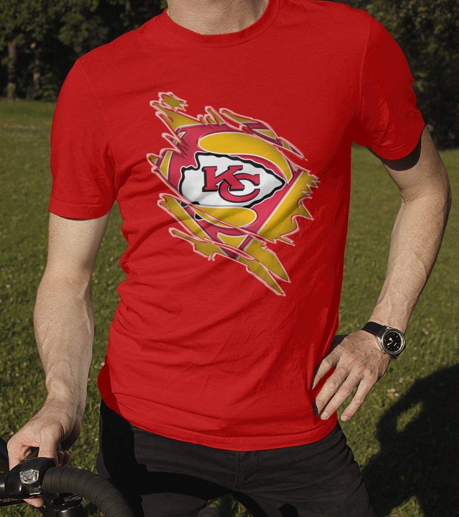 Kansas City Chiefs Super Man Logo Design Red T-Shirt