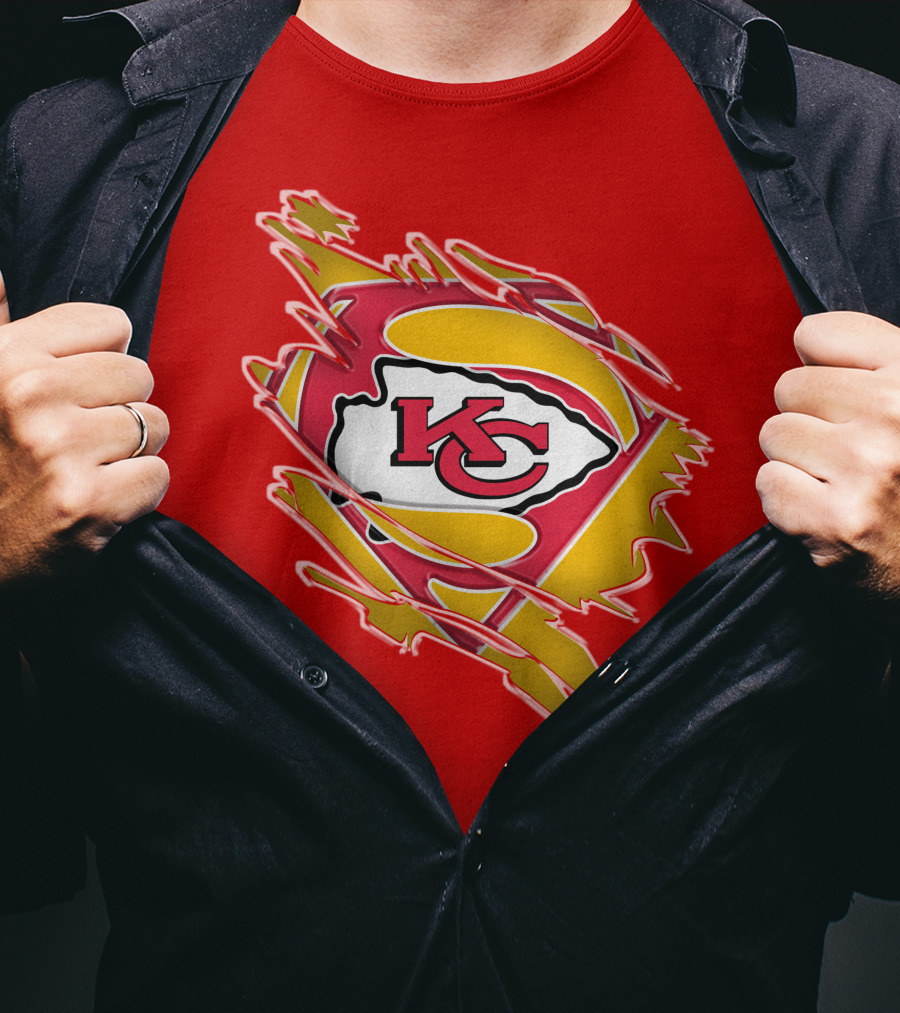 Kansas City Chiefs Super Man Logo Design Red T-Shirt