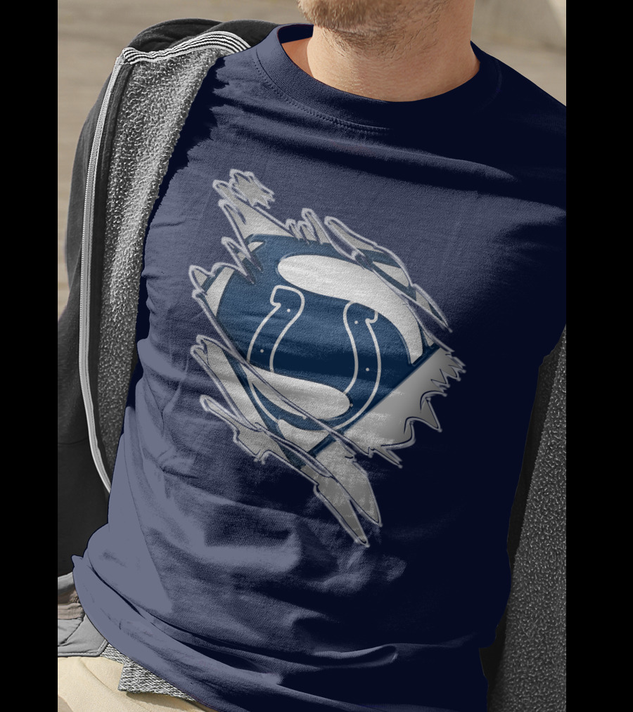 Colts Superman Logo Ripped Effect T-Shirt
