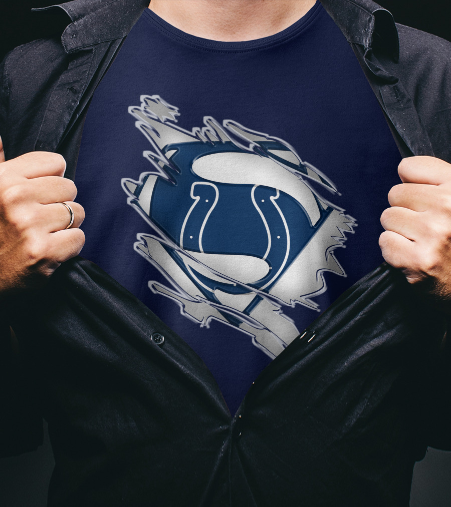 Colts Superman Logo Ripped Effect T-Shirt