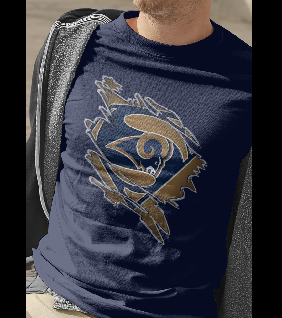 Rams Super Man Logo With Rip Effect T-Shirt