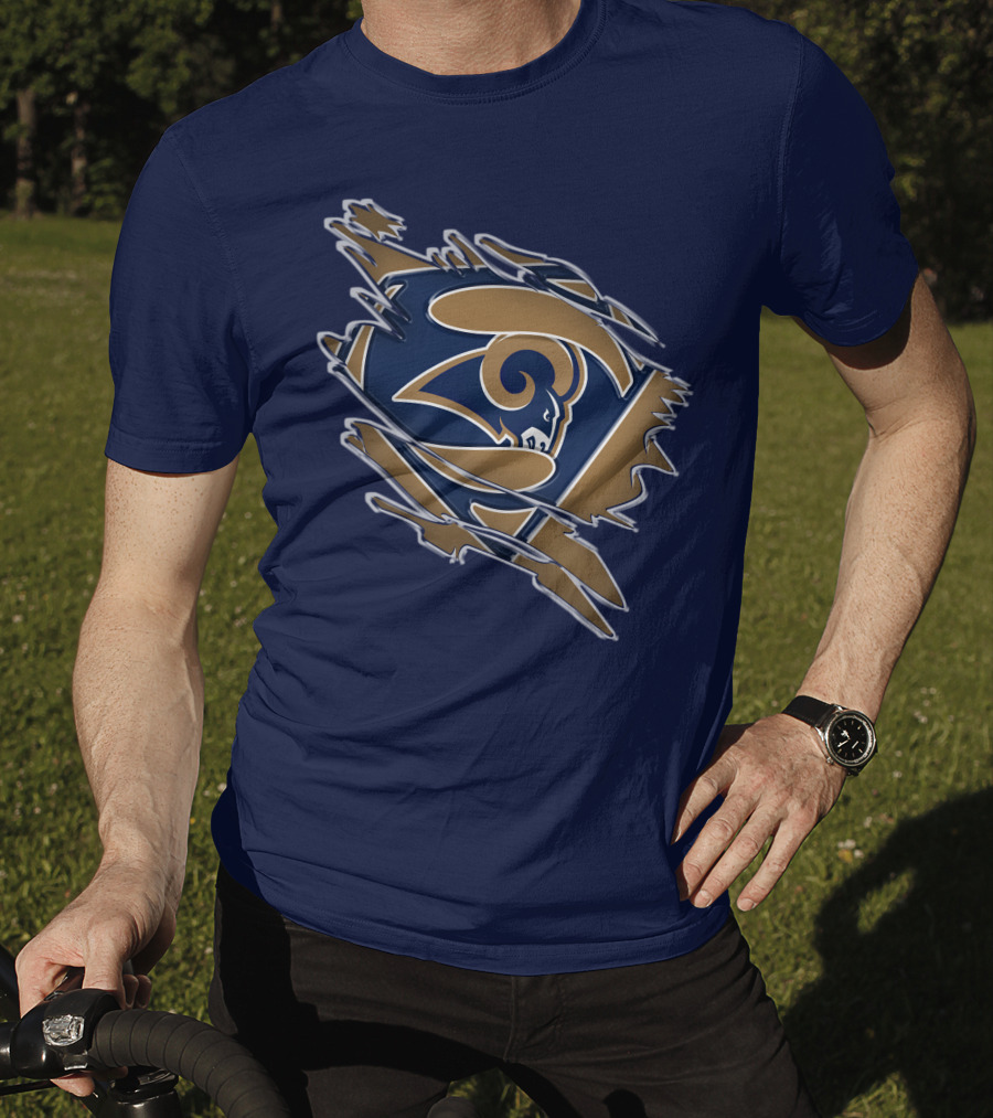 Rams Super Man Logo With Rip Effect T-Shirt