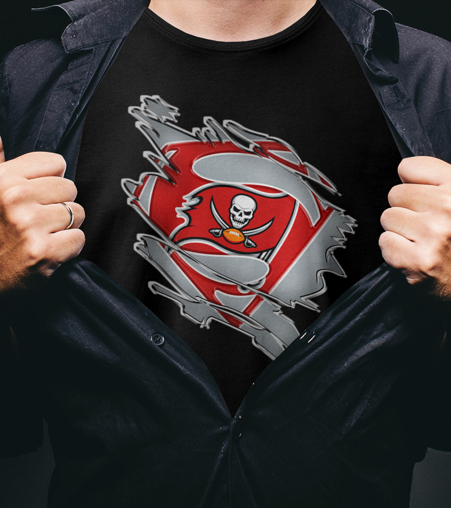 Buccaneers Super Bowl Superman Shield Logo Fusion T-Shirt