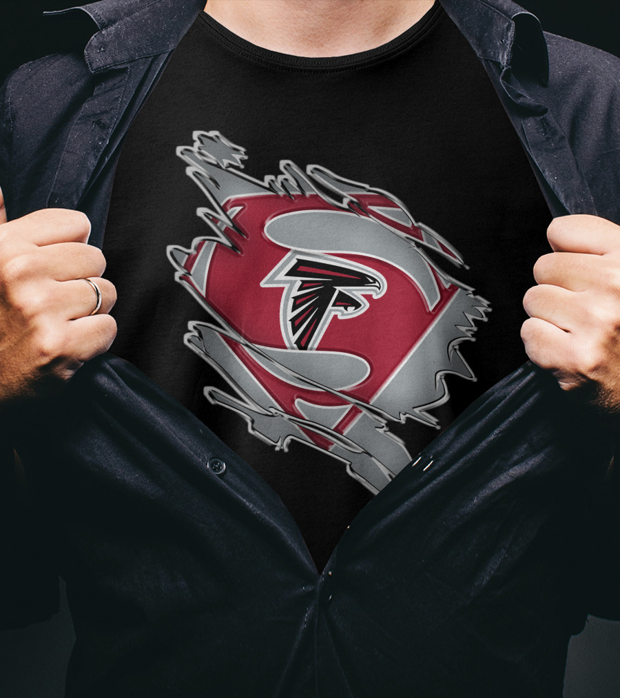 Atlanta Falcons Logo Man Of Steel Super Hero Emblem T-Shirt