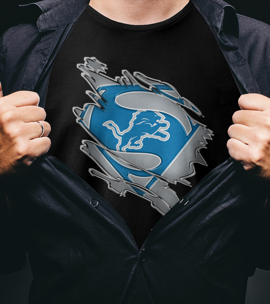 Detroit Lions Superman Logo Mashup T-Shirt