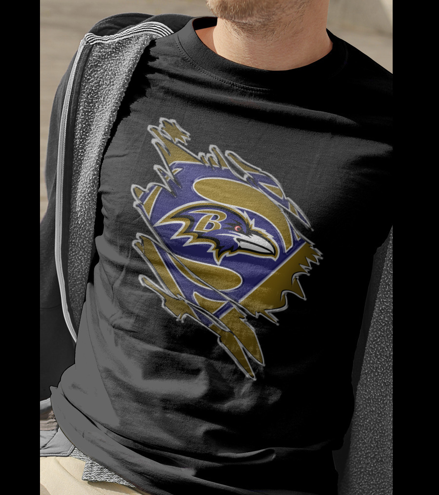 Baltimore Ravens Superhero Logo Burst T-Shirt