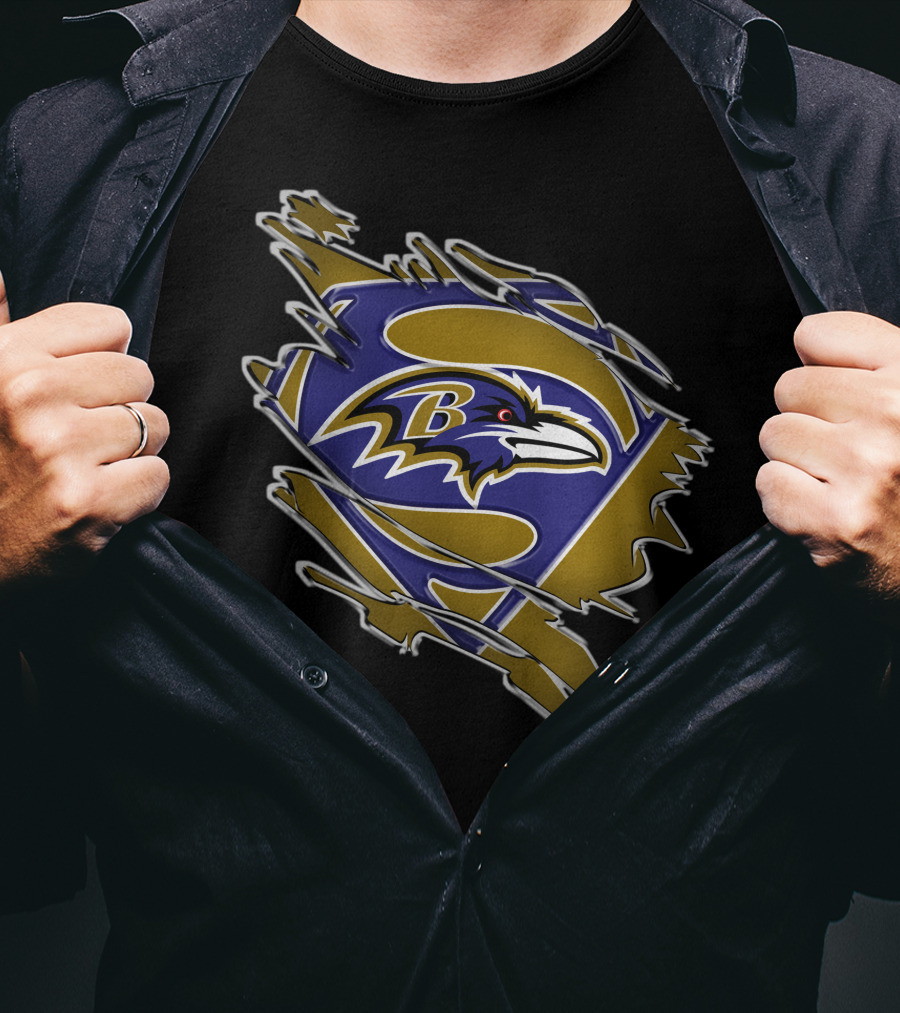 Baltimore Ravens Superhero Logo Burst T-Shirt