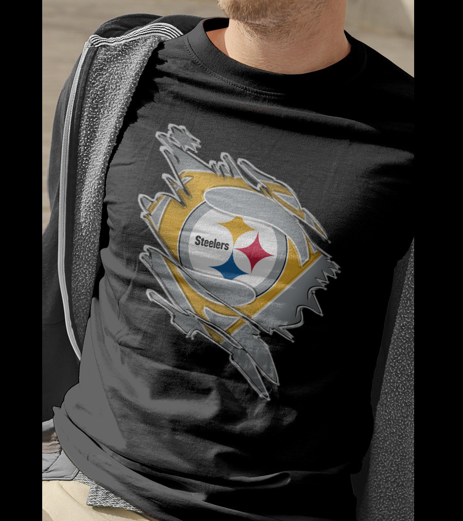 Steelers Logo Superhero Ripped T-Shirt