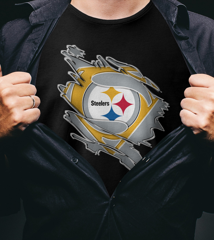 Steelers Logo Superhero Ripped T-Shirt