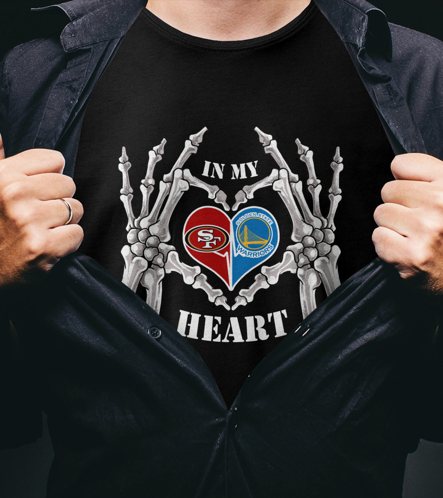 49ers Warriors In My Heart Halloween Skeleton Theme T-Shirt