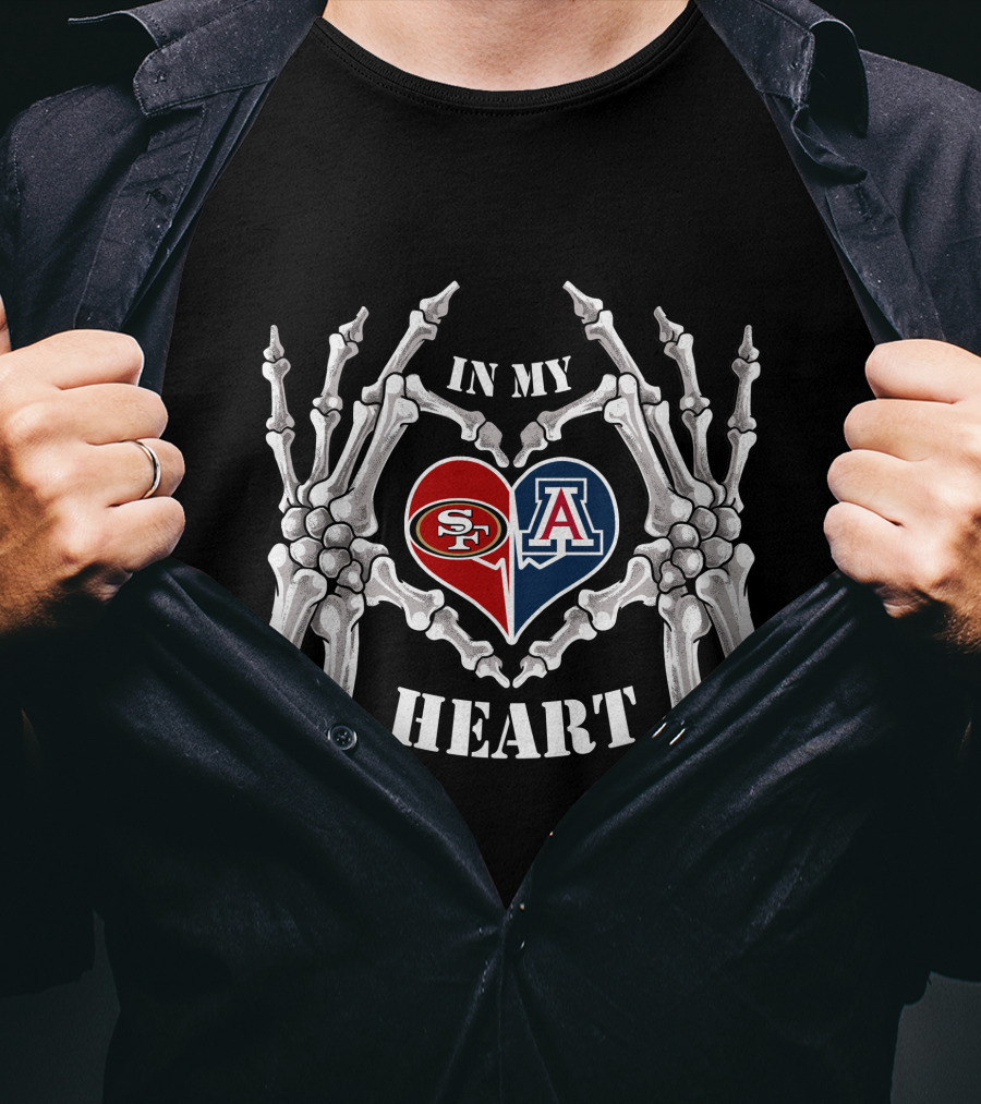 49ers Wildcats In My Heart Halloween Skeleton Hands T-Shirt