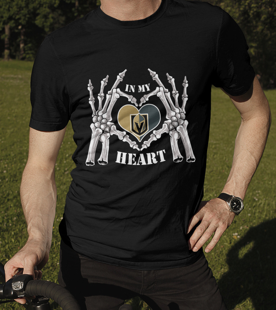 Knights Golden Emblem In My Heart Surrounded By Skeleton Hands T-Shirt