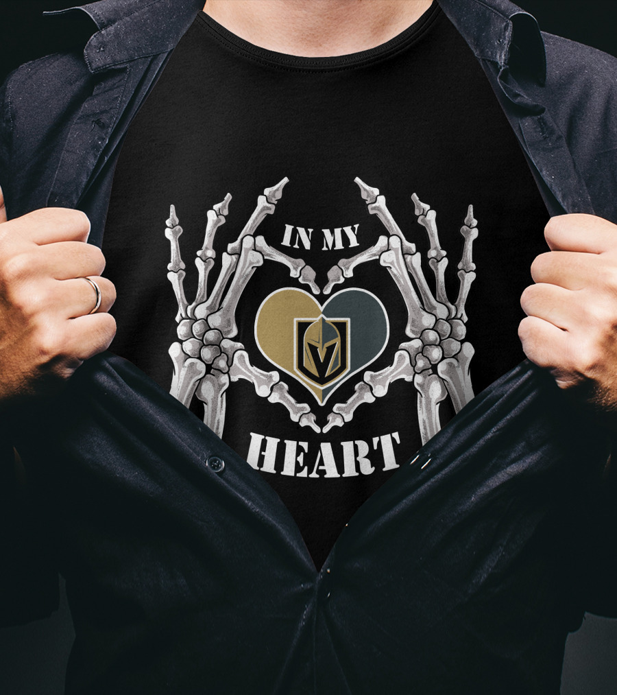 Knights Golden Emblem In My Heart Surrounded By Skeleton Hands T-Shirt