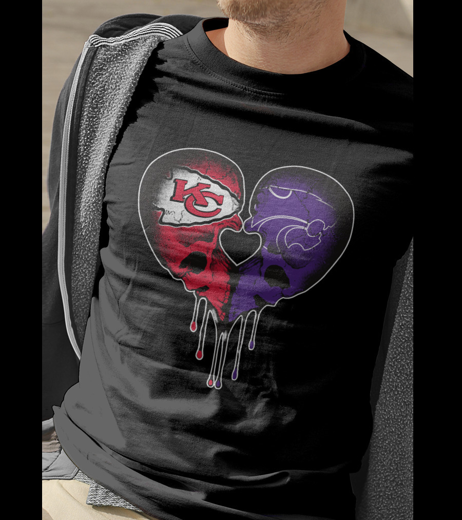 Chiefs Wildcats Heart Skulls T-Shirt