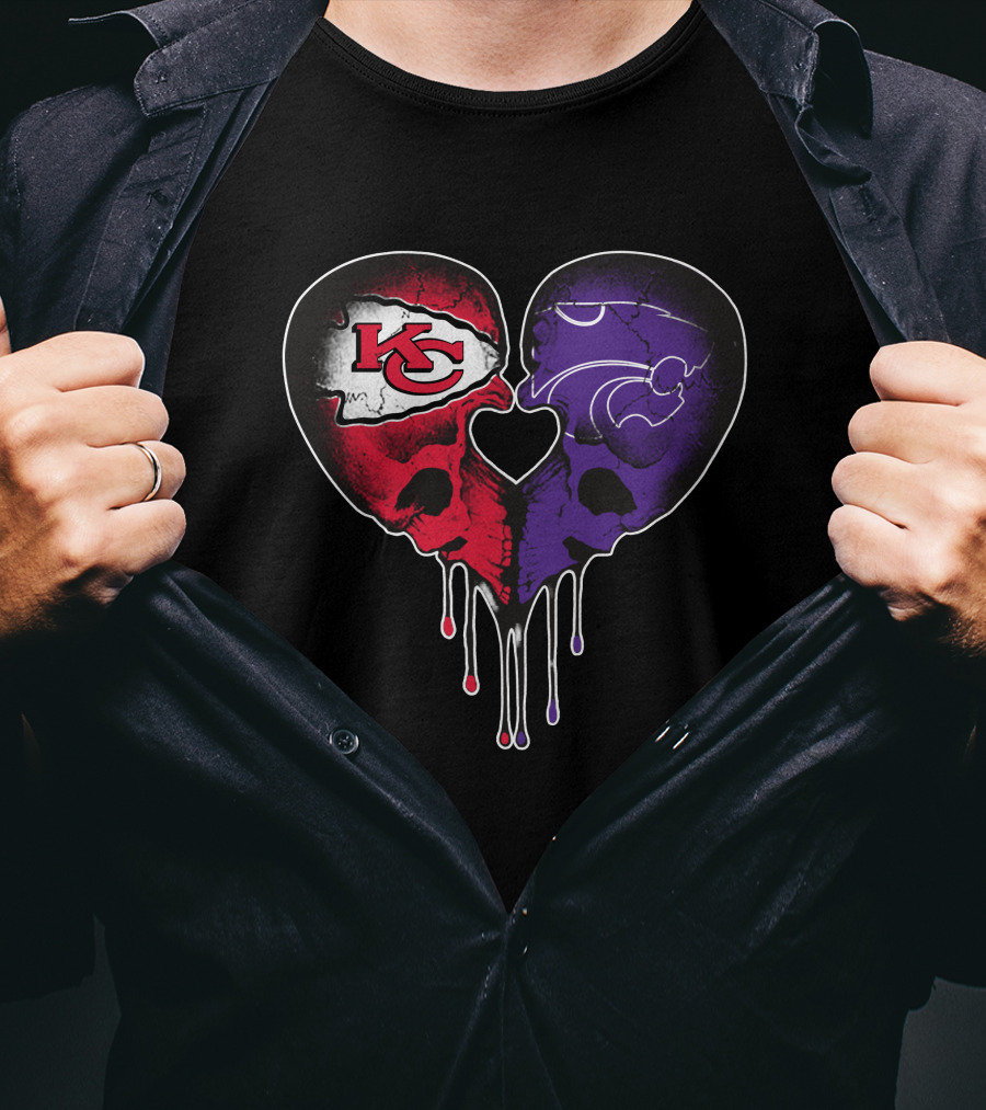 Chiefs Wildcats Heart Skulls T-Shirt