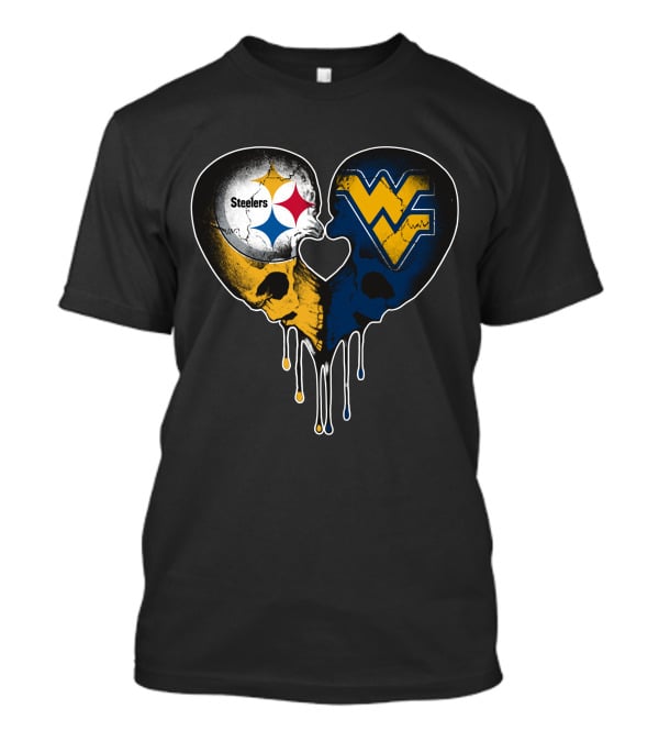 Steelers WVU Heart Skull Logo Fusion T-Shirt