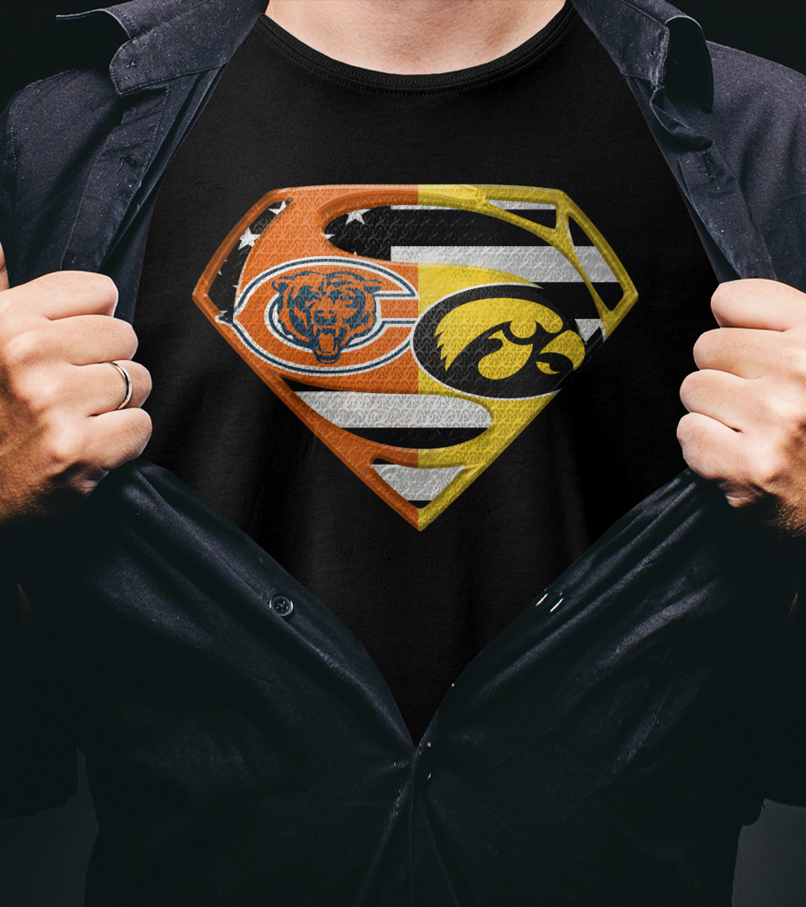 Chicago Bears Iowa Hawkeyes Superman Logo Spm T-Shirt