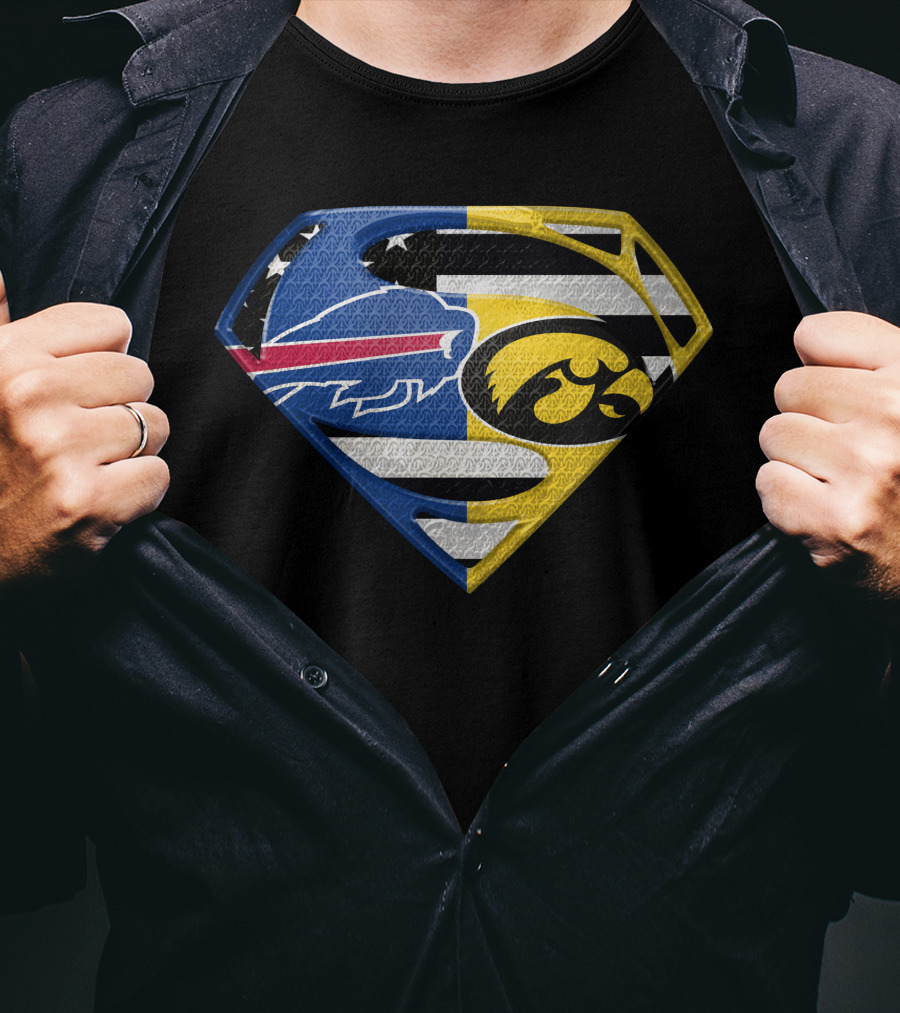 Buffalo Bills Iowa Hawkeyes Superman Logo Fusion T-Shirt