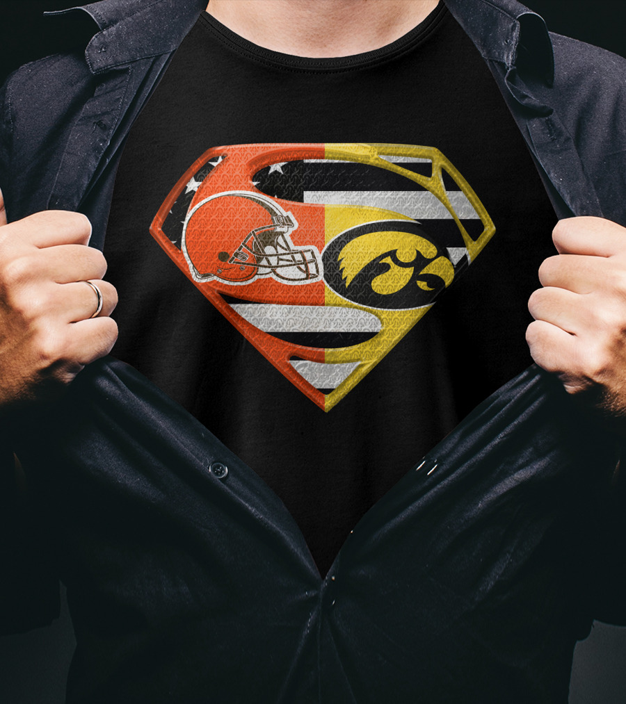 Cleveland Browns Iowa Hawkeyes Superman Logo Spm T-Shirt