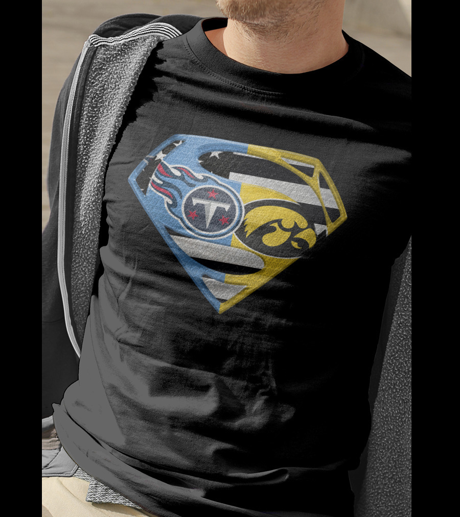 Superman Logo Mashup Titans Iowa Hawkeyes T-Shirt