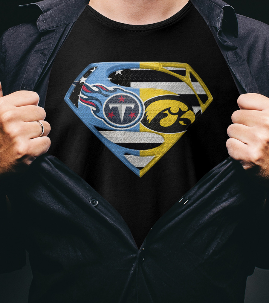 Superman Logo Mashup Titans Iowa Hawkeyes T-Shirt