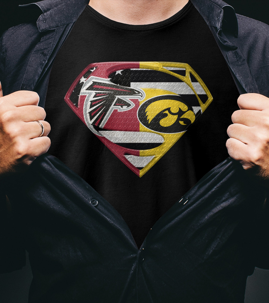 Atlanta Falcons Iowa Hawkeyes Superman Logo Fusion Spm T-Shirt