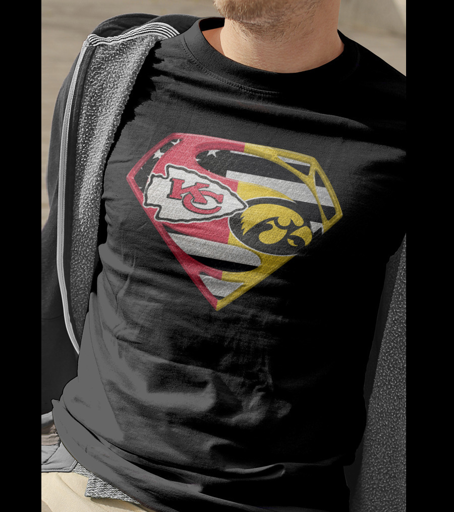Superman Kc Chiefs Iowa Hawkeyes Flag T-Shirt
