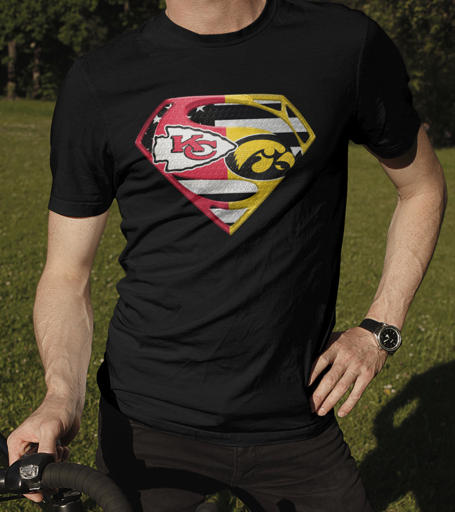 Superman Kc Chiefs Iowa Hawkeyes Flag T-Shirt