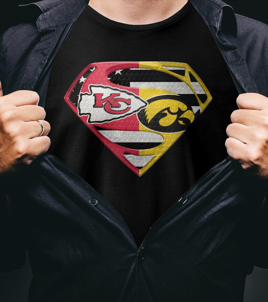 Superman Kc Chiefs Iowa Hawkeyes Flag T-Shirt