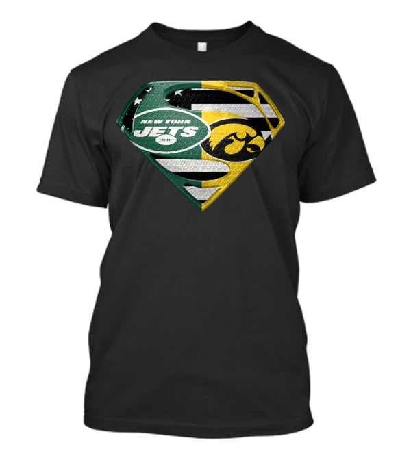 New York Jets Iowa Hawkeyes Superman Logo Fusion T-Shirt