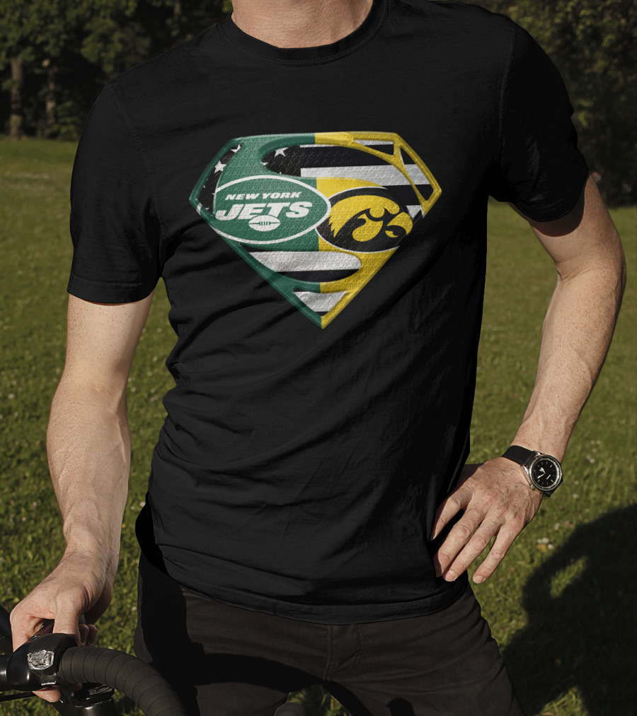 New York Jets Iowa Hawkeyes Superman Logo Fusion T-Shirt