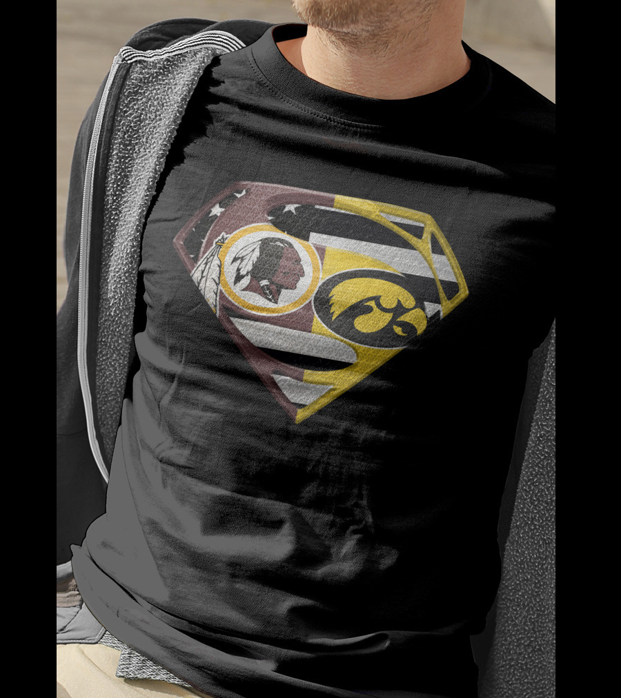 Superman Washington Redskins Iowa Hawkeyes Logo Mashup T-Shirt