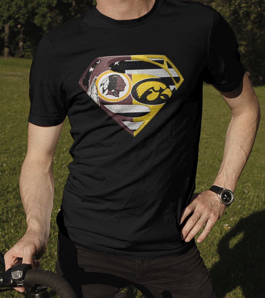 Superman Washington Redskins Iowa Hawkeyes Logo Mashup T-Shirt