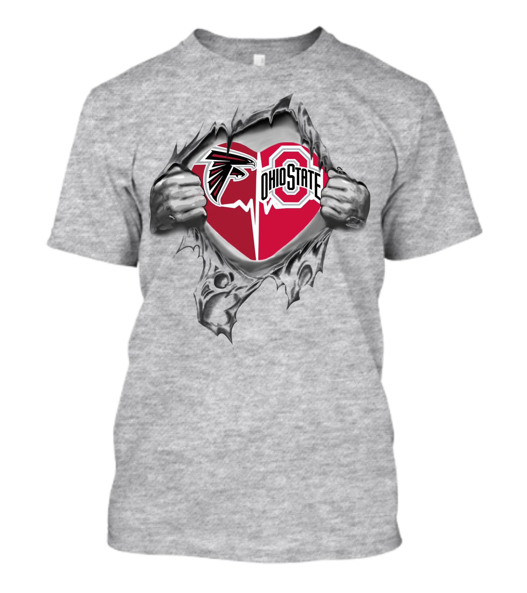 Atlanta Falcons Ohio State Buckeyes Heart Logo Peeling T-Shirt