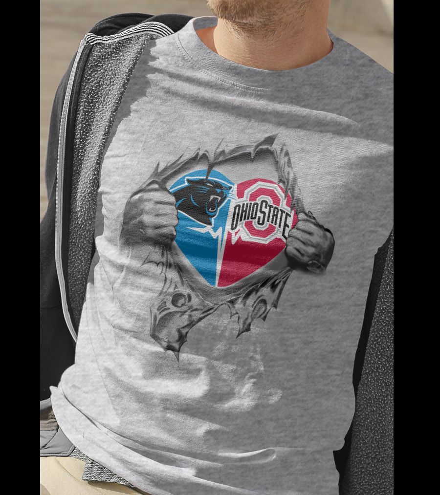 Carolina Panthers Ohio State Buckeyes Logo Fusion T-Shirt
