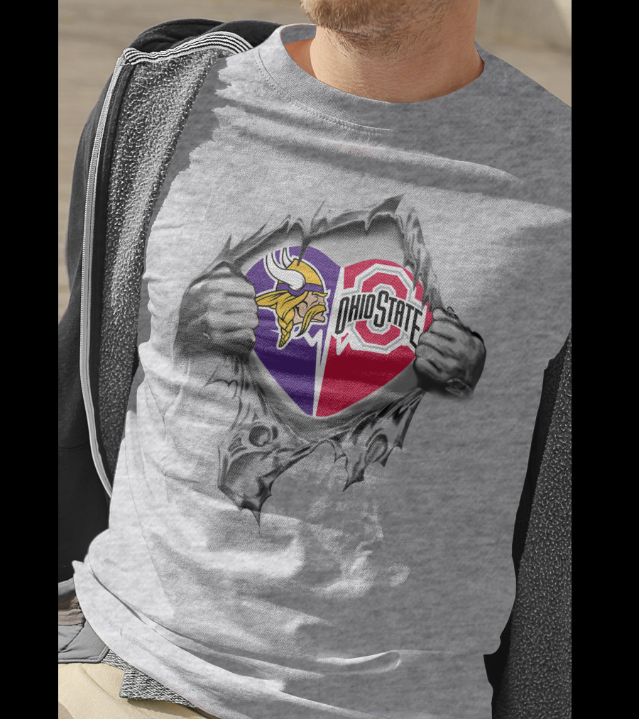 Minnesota Vikings Ohio State Buckeyes Heart T-Shirt