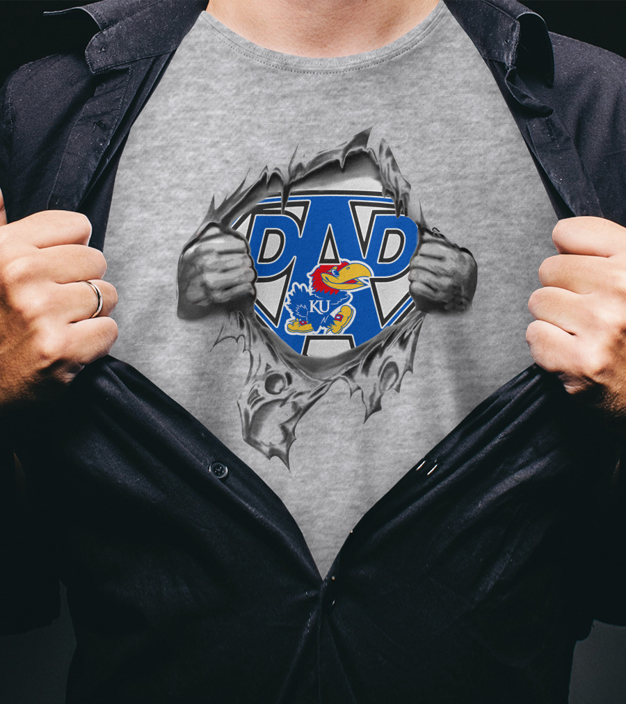 Kansas Jayhawks KU Super Dad Hero T-Shirt