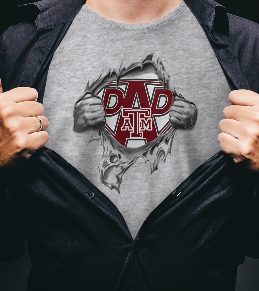 Texas A&M Aggies Dad Super Logo Busting Out T-Shirt