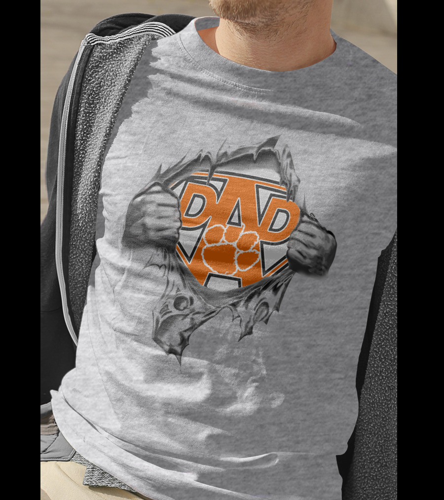 CLEMSON TIGERS Dad Superman Logo With Paw T-Shirt