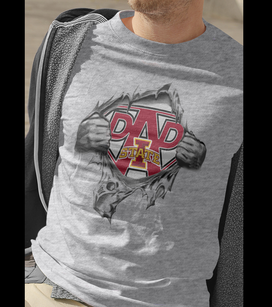 Iowa State Dad Hero Logo Torn T-Shirt