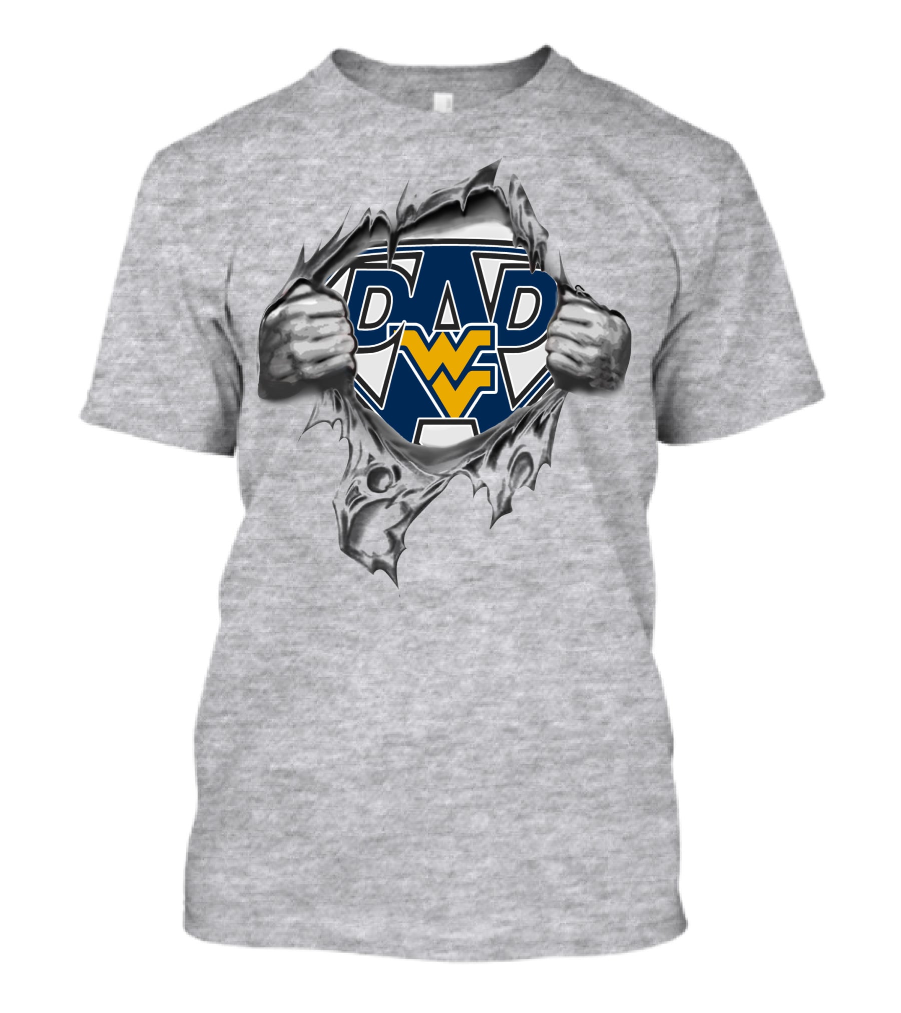 West Virginia Mountaineers Super Dad Hero Logo Rip T-Shirt