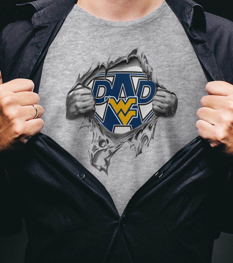 West Virginia Mountaineers Super Dad Hero Logo Rip T-Shirt